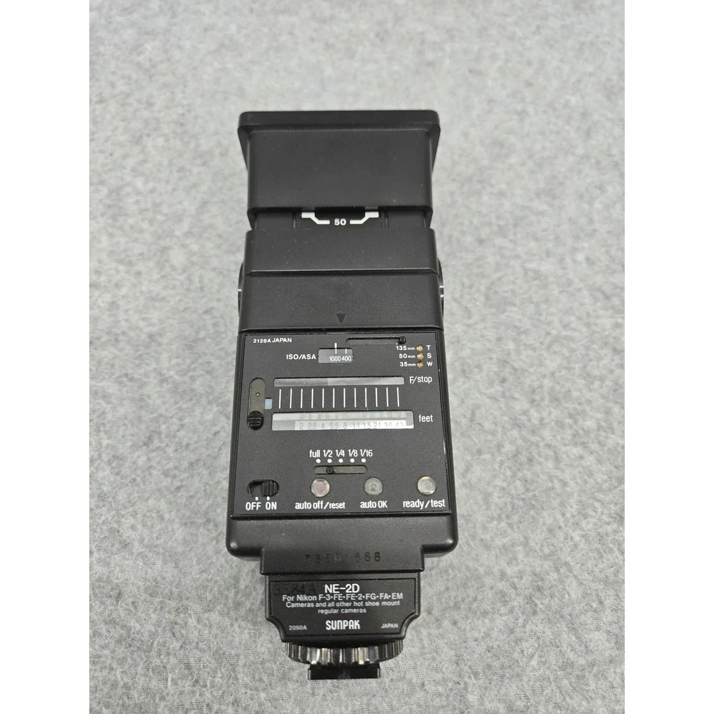 Sunpak Auto Zoom 333 D Thyristor Flash Nikon NE-2D Black Made in Japan